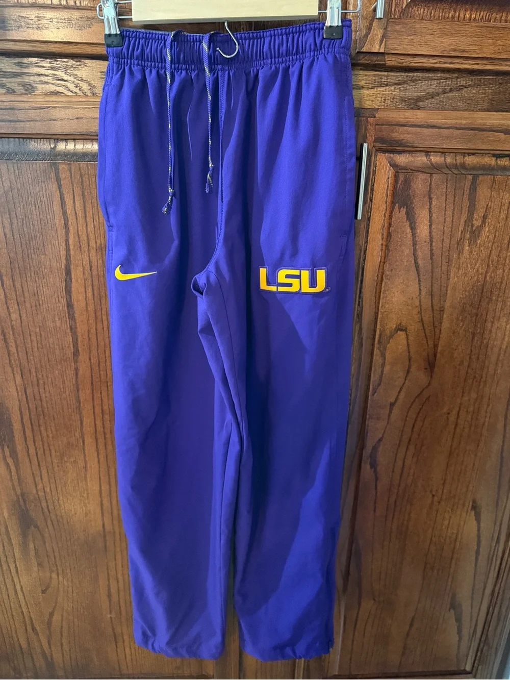 Nike Purple Track Pants with Yellow LSU Logo